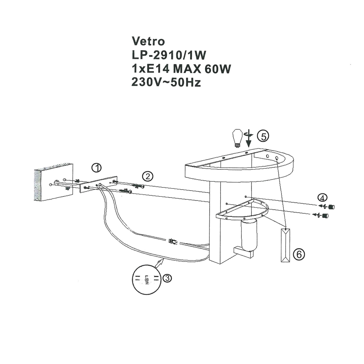 VETRO LP-2910/1W S CH Light Prestige